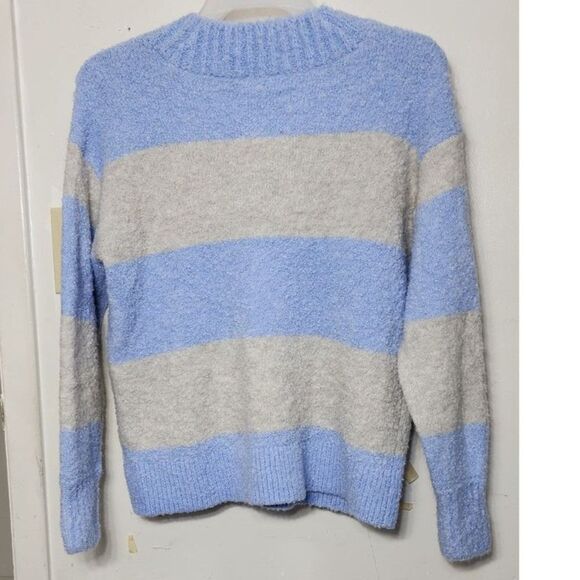 Aerie Women’s Blue Gray Striped Long Sleeve Sweater Small Soft Knit Pullover (1) - Picture 2 of 8